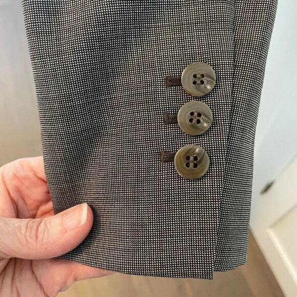 classiques entier 2 Button Notch Collar 100% Virgin Wool Blazer Tan Brn Sz 8 - Picture 5 of 13